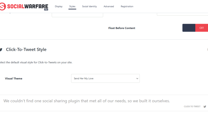 Options Page – Styles Tab – Click to Tweet Style