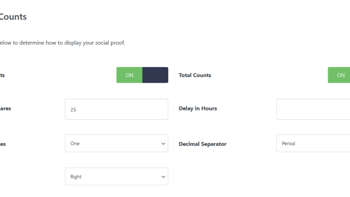 Options Page – Display Tab – Share Counts