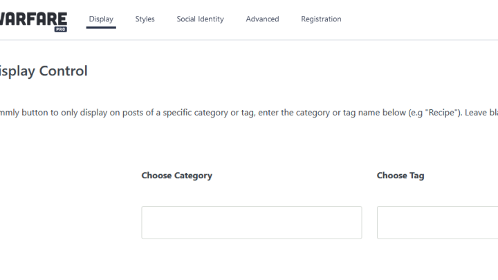 Options Page – Display Tab – Yummly Display Control