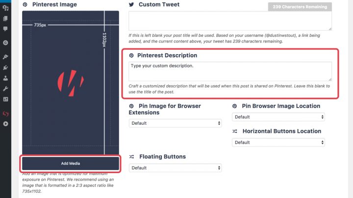 Custom Pinterest Options