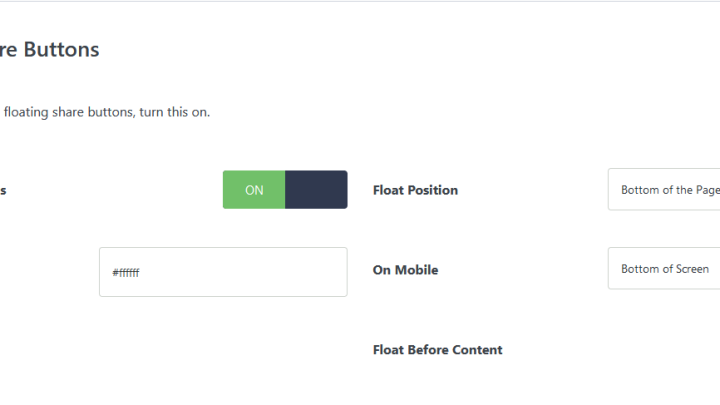 Options Page – Styles Tab – Floating Share Buttons