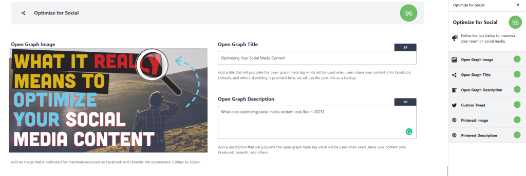 open graph image, open graph title, and open graph description for Facebook and LinkedIn