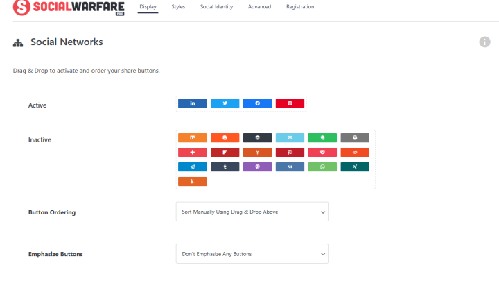 Options Page – Display Tab – Social Networks